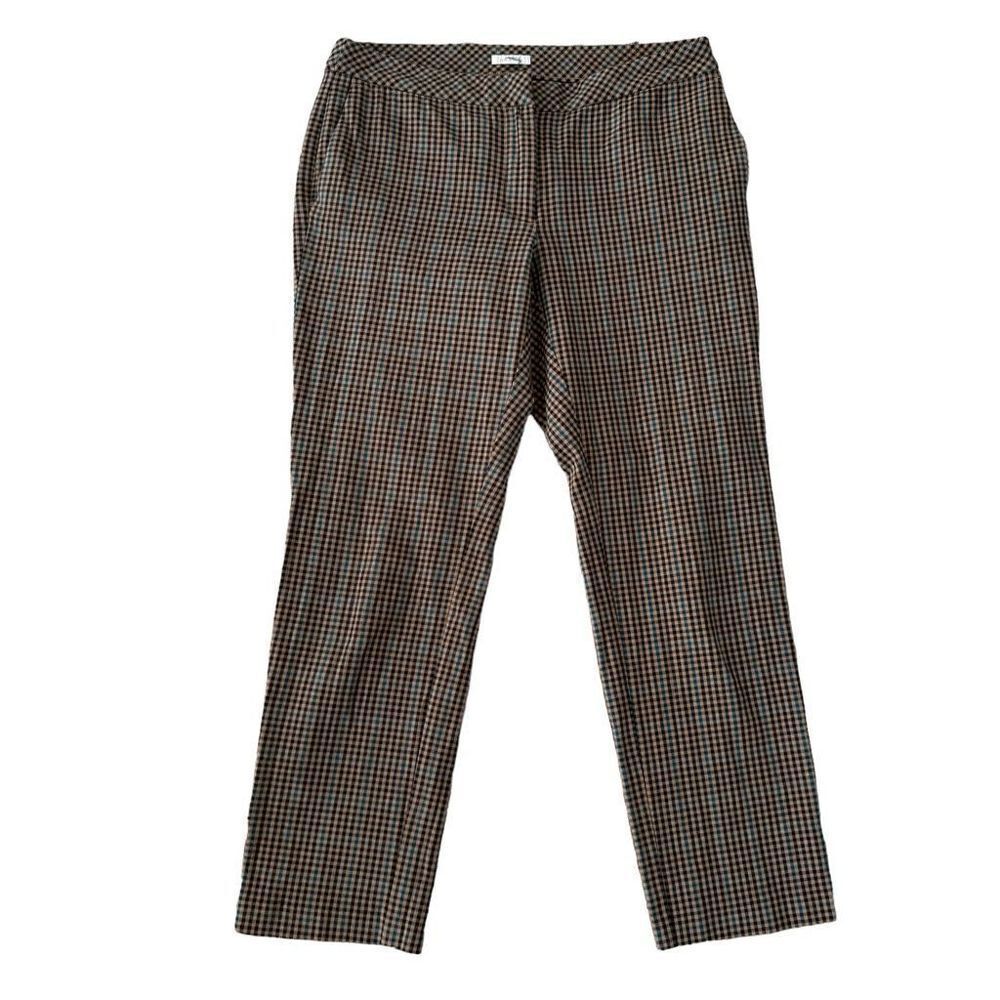 J. Jill plaid Premium Bi-Stretch Navy Multicolor Pants cotton blend size 8